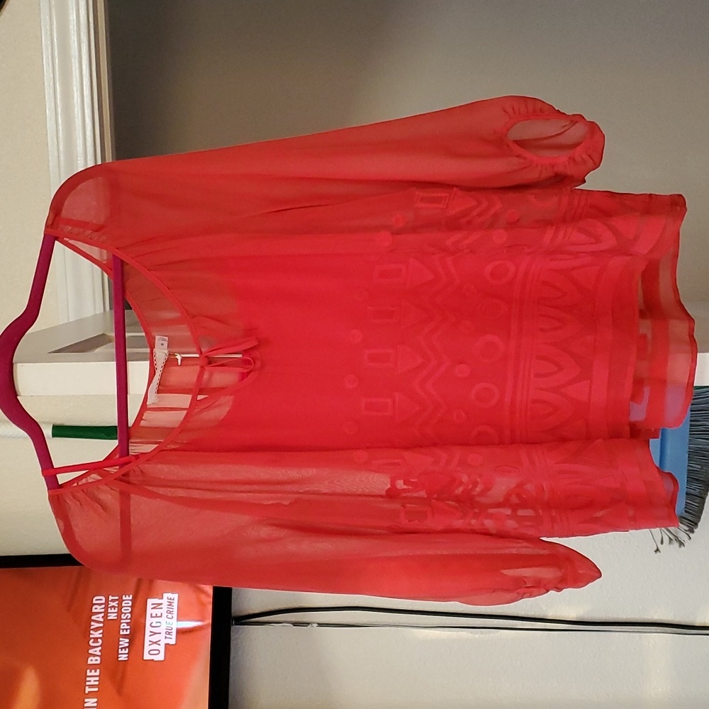 Sheer blouse with camisole,  size 8